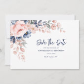 Pink Floral Botanical Wedding Script Save The Date (Voorkant)