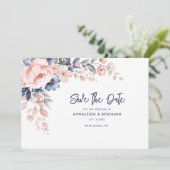 Pink Floral Botanical Wedding Script Save The Date (Staand voorkant)