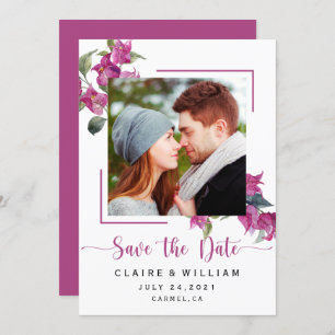 Pink Floral Bougainvillea Wedding Save the Date