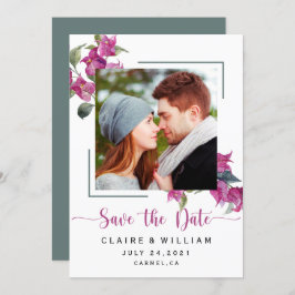 Pink Floral Bougainvillea Wedding Save the Date