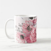 Pink Floral Bouquet Koffiemok (Links)