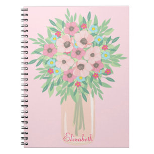 Pink Floral Bouquet Notitieboek
