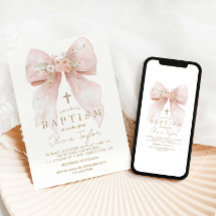 Pink Floral Bow Girl Baptism