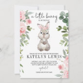 Pink Floral Bunny Baby shower Greenery Kaart (Voorkant)