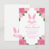 Pink Floral Bunny Easter Brunch Uitnodiging (Voorkant / Achterkant)
