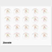Pink Floral Bunny Face 1st Birthday Ronde Sticker (Vel)