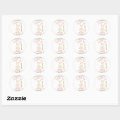 Pink Floral Bunny Rabbit 1st Birthday Ronde Sticker (Vel)