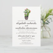 Pink Floral Cactus - Wedding Invite Kaart (Staand voorkant)