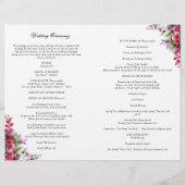 Pink Floral catholique Mariage programme de cérémo (Dos)