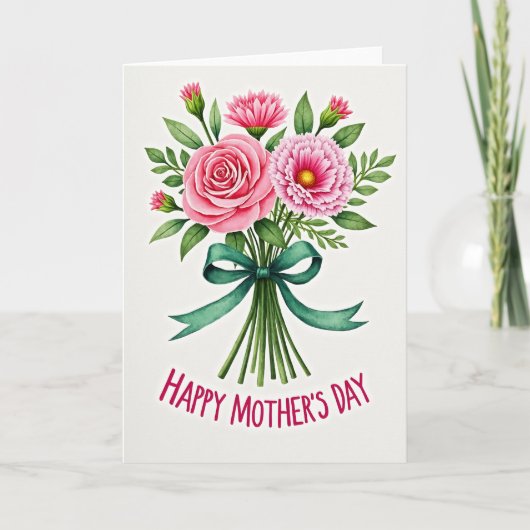Pink Floral Celebration Card Kaart (Voorkant)