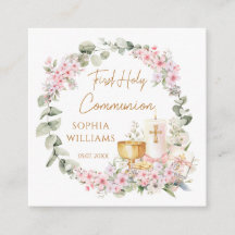 Pink Floral Chalice Candle First Holy Communion