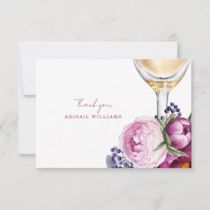 Pink Floral Champagne Vrijgezellenfeest dank u Bedankkaart