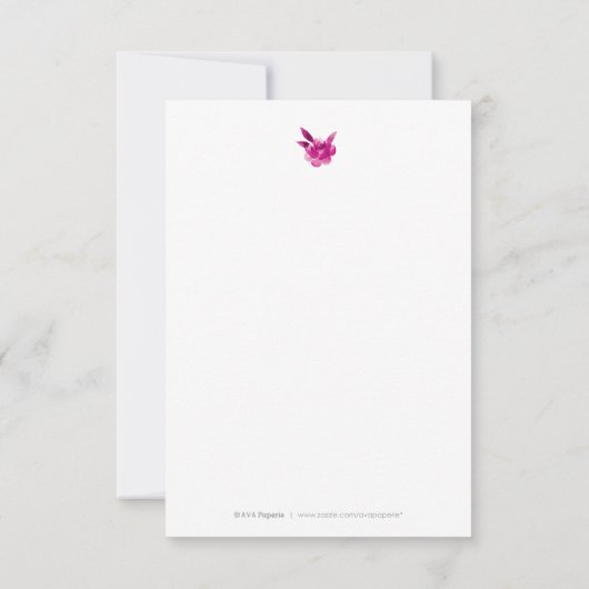 Pink floral Chinoiserie Weddenschap bedankt (Achterkant)