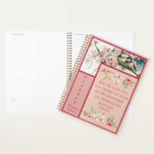 Pink Floral Christian Planner avec oiseaux (Devant avec enveloppe)