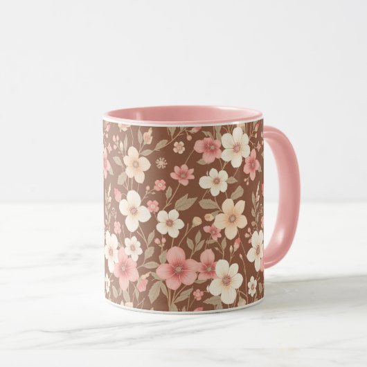 Pink Floral Coffee Mug (Devant droit)