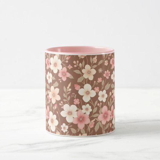 Pink Floral Coffee Mug Mok (Midden)