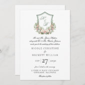 Pink Floral Crest Kaart (Voorkant / Achterkant)