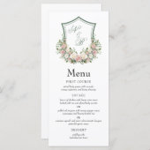 Pink Floral Crest Menu (Voorkant / Achterkant)