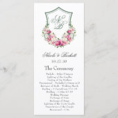 Pink Floral Crest Wedding Programma (Voorkant)