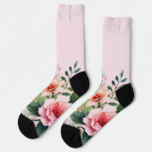 Pink Floral Crew Sokken (Links)
