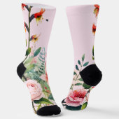 Pink Floral Crew Sokken (Gebogen)