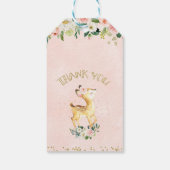 Pink Floral Deer Birthday Dank je wel Cadeaulabel (Achterkant)