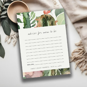 PINK FLORAL DESERT CACTI FAUNA ADVICE BABY SHOWER INFORMATIEKAARTJE