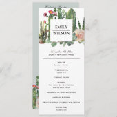 PINK FLORAL DESERT CACTI WEDDING CEREMONY PROGRAMM MENU (Voorkant / Achterkant)