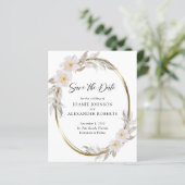 Pink Floral Elegant Foliage Save the Date (Staand voorkant)