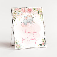Pink Floral Elephant Bedankt voor uw komst