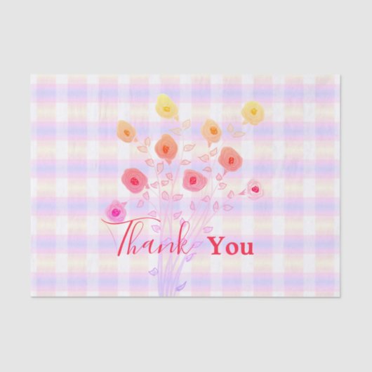 Pink Floral en Pset Dank u Tissue Tissuepapier (Voorkant)
