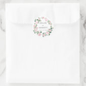 Pink Floral Eucalyptus Wedding Envelope Seals Ronde Sticker (Tas)