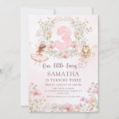 Pink Floral Fairy Garden 3rd Birthday Invitation (Devant)