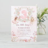 Pink Floral Fairy Garden 3rd Birthday Invitation (Debout devant)