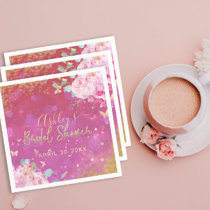 Pink Floral Fancy Elegant Romantic Vrijgezellenfee Servet
