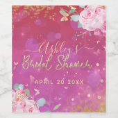 Pink Floral Fancy Elegant Romantic Vrijgezellenfee Wijn Etiket (Enkel label)
