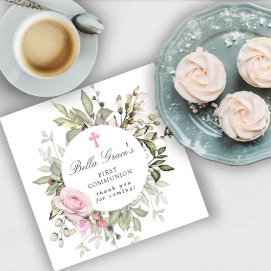 Pink Floral First Community Servet