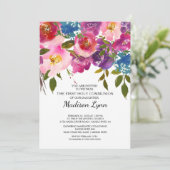 Pink Floral First Holy Communion Invitation (Debout devant)