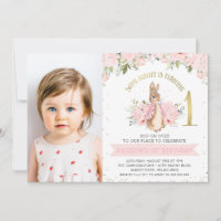 Pink Floral Flopsy Bunny Rabbit 1st Foto Birthday