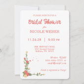 Pink Floral Flower Bridal Shower Invitation (Devant)