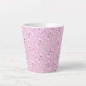Pink Floral Flowers Cup Latte Mok (Voorkant)