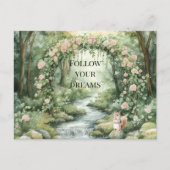Pink Floral Forest Squirrel Briefkaart (Voorkant)