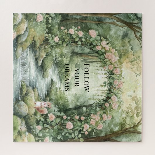 Pink Floral Forest Squirrel Legpuzzel (Horizontaal)