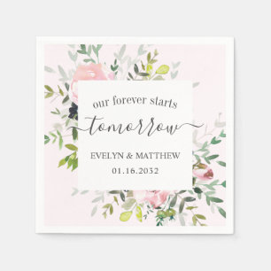 Pink Floral Forever begint morgen repetitie Servet