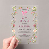 Pink Floral Frame Baby Shower Invitation (In situ (ordinateur de poche))