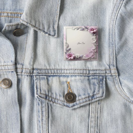 Pink Floral Frame Button (In situ)