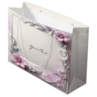 Pink Floral Frame Gift Bag Groot Cadeauzakje