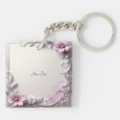 Pink Floral Frame Keychain (Achterkant)