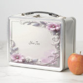 Pink Floral Frame Lunch box (En situation)