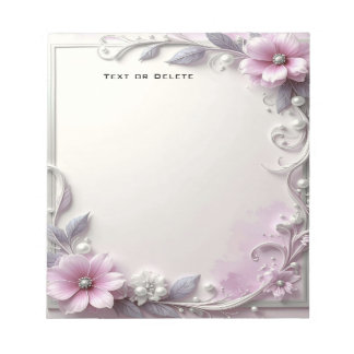 Pink Floral Frame Notepad Notitieblok